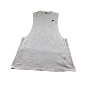 Gymshark Critical drop Arm Mens White Sleeveless Tank Top Size L Slim Fit NWOT